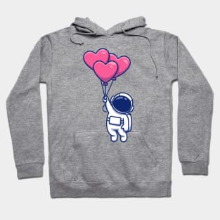 Cute Astronaut Floating With Love Balloons Hoodie